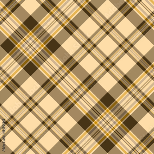 Check Plaid Seamless Pattern, Diagonal Gingham In Brown and Beige Multi Scale, Lumberjack Simple Tartan Vector Pixel,