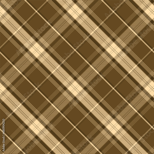 Check Plaid Seamless Pattern, Diagonal Gingham In Brown Multi Lumberjack Tartan Vector Pixel Textured