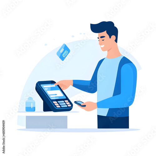 The man using contactless payment