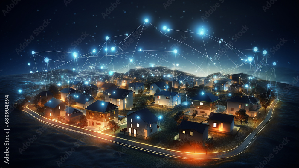 night city and glowing lights, network concept night city and glowing lights, network concept