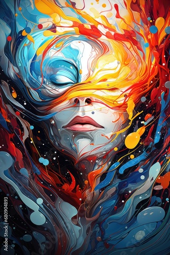 Abstract Art: A chaotic blend of colors and shapes for art admirers. Professional t-shirt design vector, © nongluk w