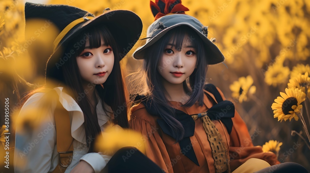 Fototapeta premium ハロウィンで仮装する女性