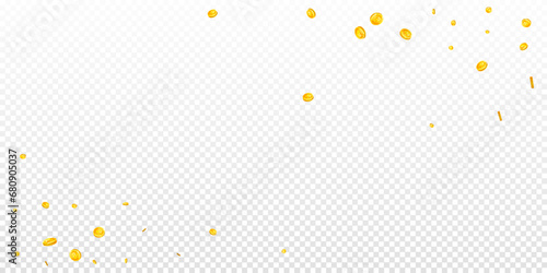 Bitcoin coins falling. Cryptocurrency scattered