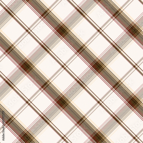 Check Plaid Seamless Pattern, Diagonal Gingham In White, Brown Multi Lumberjack Tartan Vector Pixel