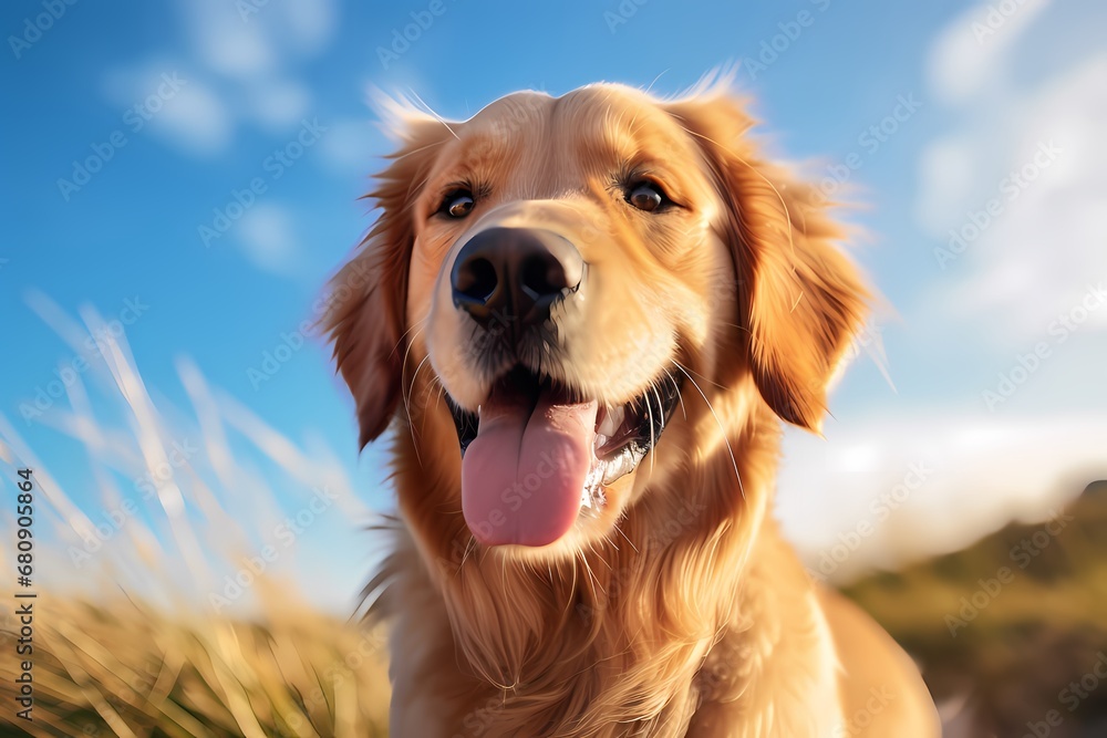 Happy golden retriever dog with a big smile Happy golden retriever dog with a big smile