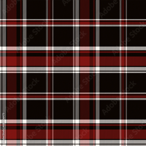 Check Plaid Seamless Pattern, Diagonal Gingham In Black and Red (Maroon) and White Multi, Lumberjack Tartan Vector Pixel Textured with Herringbone