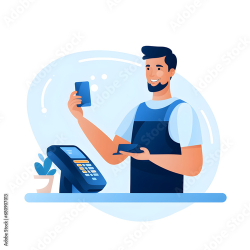 The man using contactless payment
