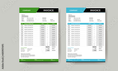 Elegant vector invoice template design