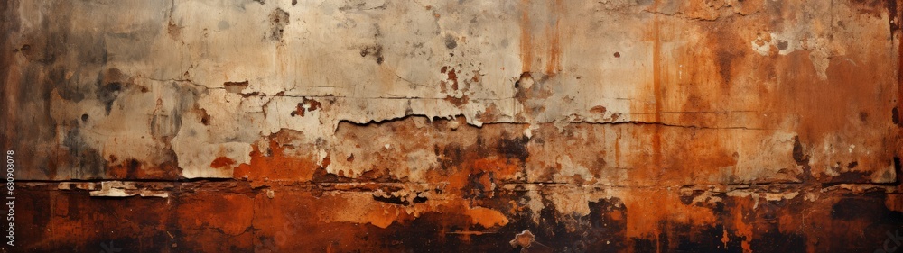 Abstract Weathered Metal Wall with Rust and Peeling Paint