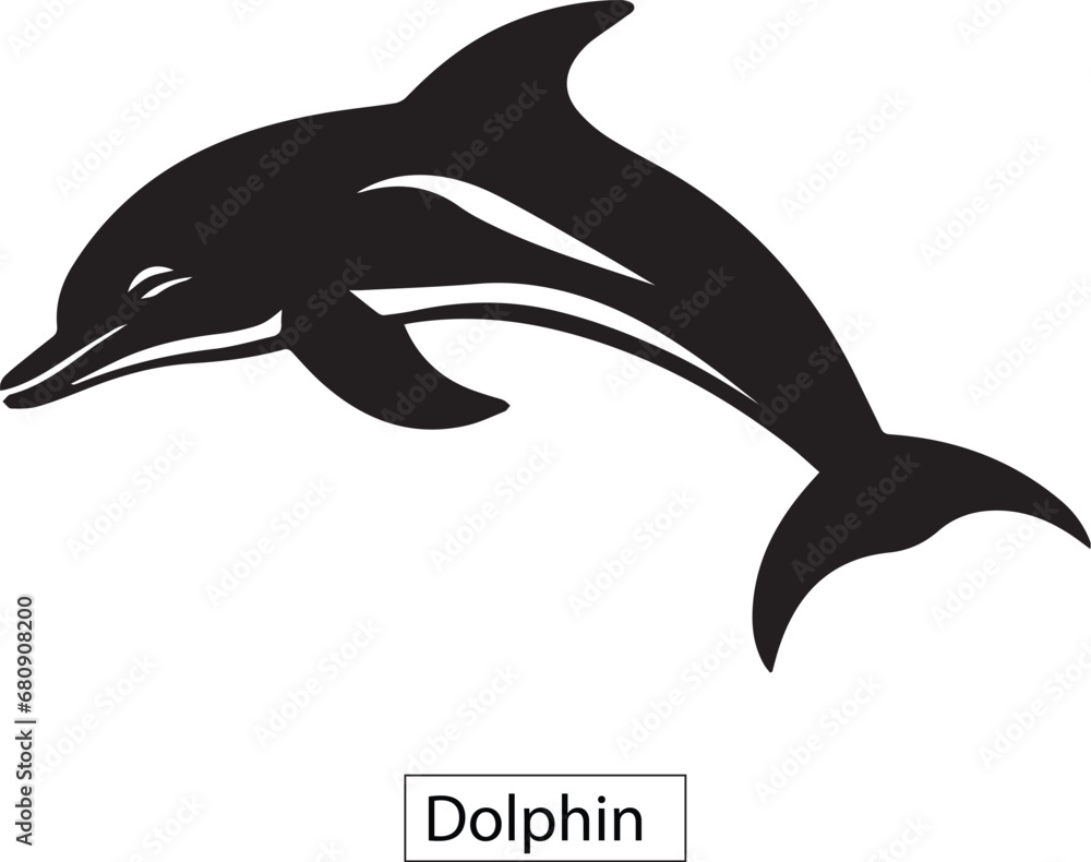 Fototapeta premium Dolphin silhouette isolated on white background 