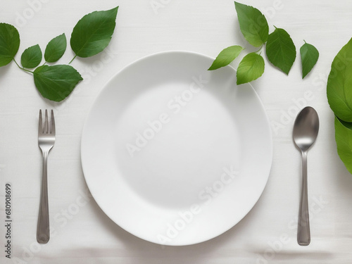 top view of blank menu paper on plate with cut