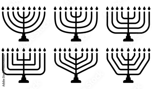 Set of Menorah icon. Jewish Holiday sign. Menorah icon for Hanukkah. Vector illustration.