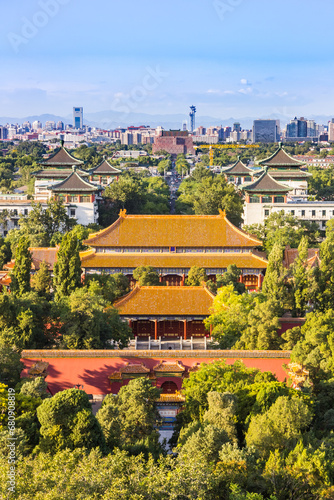Historic buildings of the Jingshan Park in Beijing, China photo