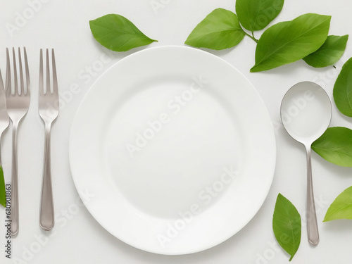 top view of blank menu paper on plate with cut