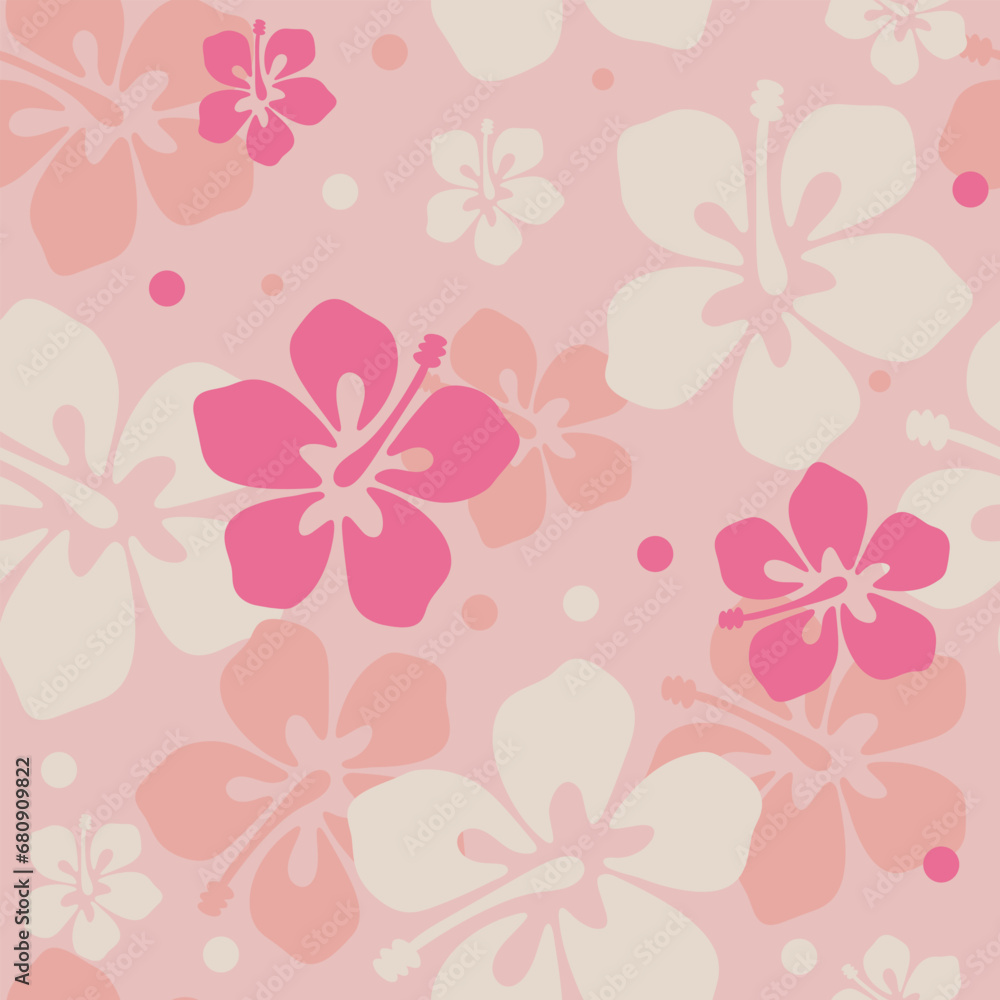 floral tropical Hawaiian seamless pattern background with abstract hibiscus flower. AAPI background, modern creative print. Pink cute summer vacation wallpaper floral tropical Hawaiian seamless pattern background with abstract hibiscus flower. AAPI background, modern creative print. Pink cute summer vacation wallpaper