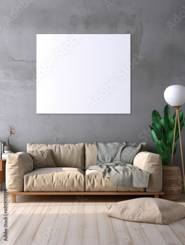 Modern Nordic style apartment with picture frame template © Muzaffer Stock