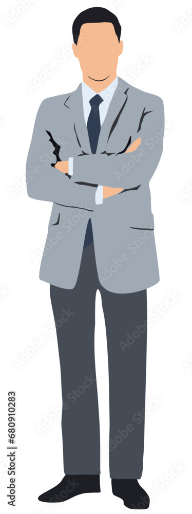 Businessman standing proud and confident in suit isolated. Caucasian male businessman.