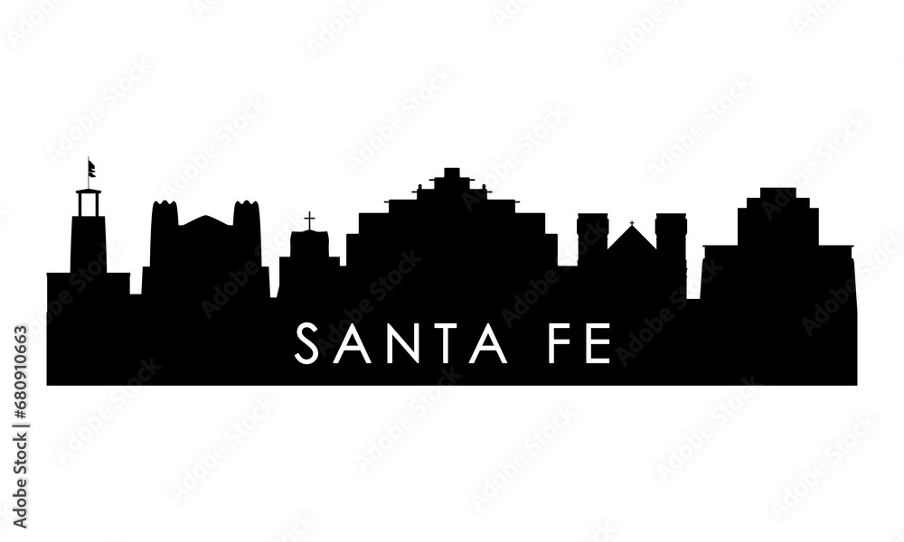 Santa Fe skyline silhouette. Black Santa Fe city design isolated on white background.