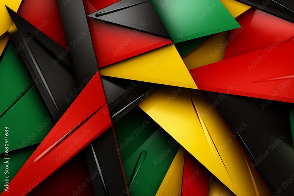 Fototapeta premium Abstract geometric black, red, yellow, green color background