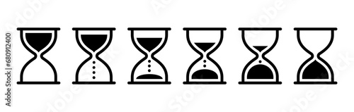 Hourglass icon set. Sandglass symbol, logo. Vector EPS 10