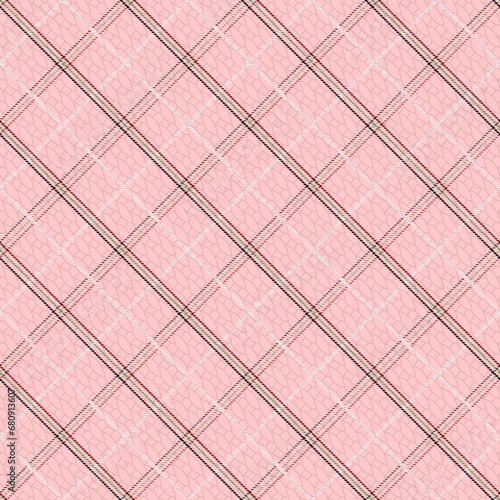 Check Plaid Seamless, in Famingo Pink, White, Black Tartan Simple Windowpane Classic Line Grid Pattern