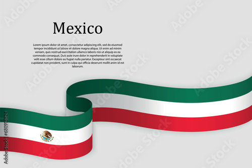 Ribbon flag of Mexico. Celebration background