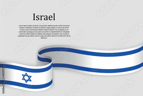 Ribbon flag of Israel. Celebration background