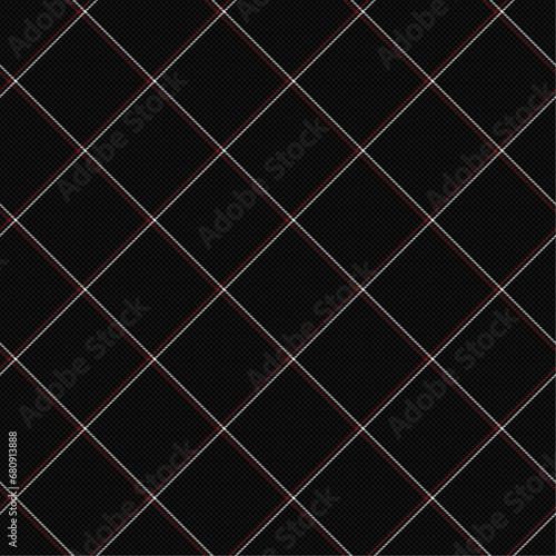 Check Plaid Seamless, Black, White and Red, Tartan Simple Windowpane Classic Line Grid with Herringbone Pattern