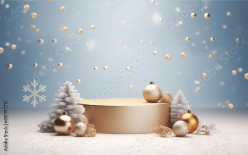 Product display mockup with festive christmas concept. Ai Generative
