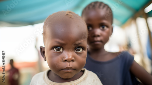African Orphan Boy's Resolute Expression, Life in Orphanage photo