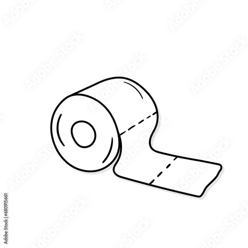 Toilet paper vector icon in doodle style. Symbol in simple design. Cartoon object hand drawn isolated on white background.
