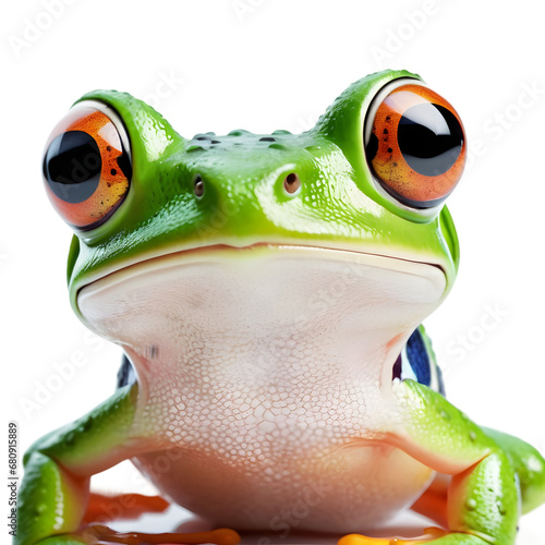 Vivid Tree Frog Poised Elegantly, High-Resolution Image Perfect for Print on Demand Products, Captivating Wildlife Subject for POD Apparel and Decor