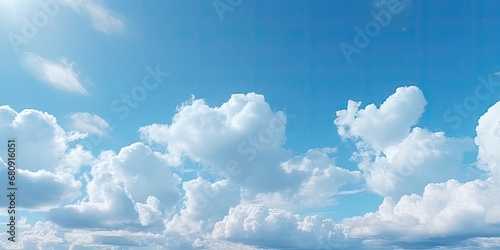 Blue Sky with White Clouds  Sunny Cloudy Sky Texture Background  Fluffy Clouds Pattern  Sunny Cumulus