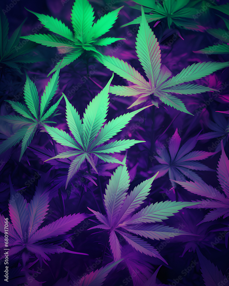 Cannabis in vibrant green and purple A luminous spectacle of nature Cannabis in vibrant green and purple A luminous spectacle of nature