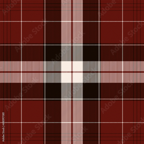 Diagonal Gingham Abstract Check Plaid Pattern in Maroon, Black and White. Seamless Lumberjack Tartan EPS10 Vector