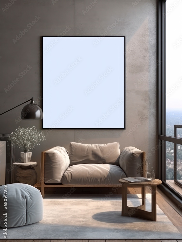Modern Nordic style apartment with picture frame template Modern Nordic style apartment with picture frame template
