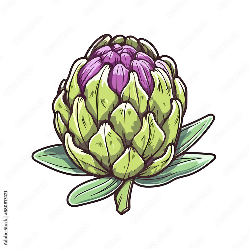 Obraz premium Artichoke hand-drawn illustration. Artichoke. Vector doodle style cartoon illustration