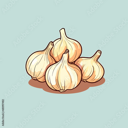 Garlic hand-drawn illustration. Garlic. Vector doodle style cartoon illustration