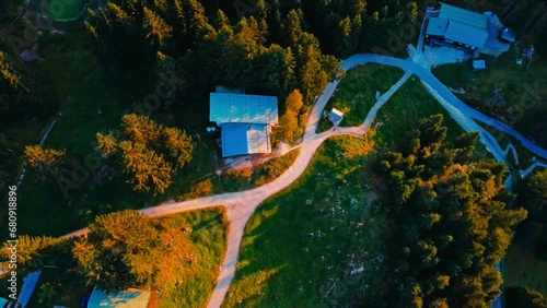 Serene Sunrise Over Austrian Mountains with a Tranquil Lake, Forested Trails, and Breathtaking Views for Nature Lovers and Hikers