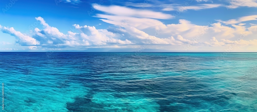 Fototapeta premium Panoramic view of beautiful tropical beach at Seychelles
