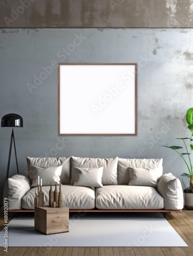 Modern Nordic style apartment with picture frame template © Muzaffer Stock