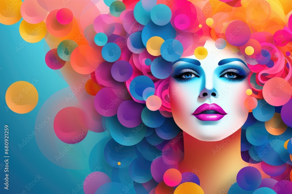 Fototapeta premium Portrait of a beautiful drag queen with bright make-up.