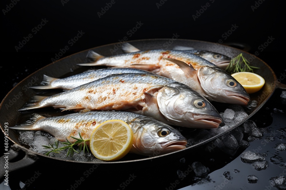 Fresh fish fried on a pan