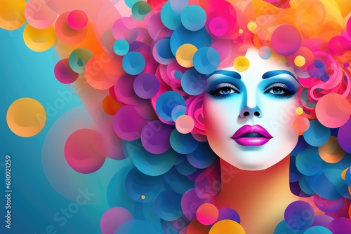 Portrait of a beautiful drag queen with bright make-up. photo