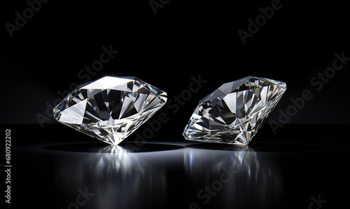 luxury 2 diamond on black background