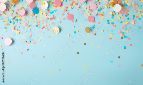 confetti paper with blue background