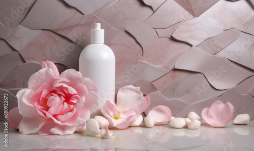 beauty spa cream with flower petal decoration