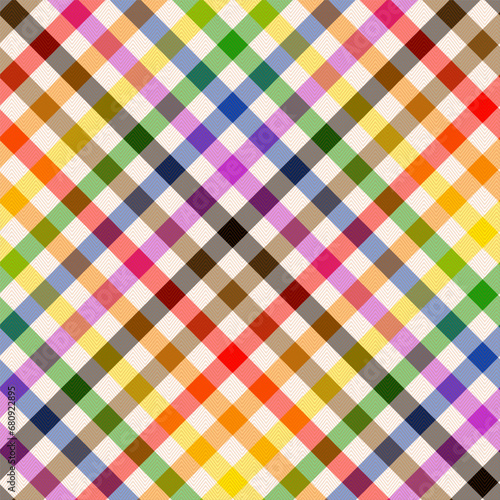 Rainbow Plaid Pattern Colorful Set of LGBT, Diagonal Gingham Concept Design for Pride Month, Background, Fabric, Textile
