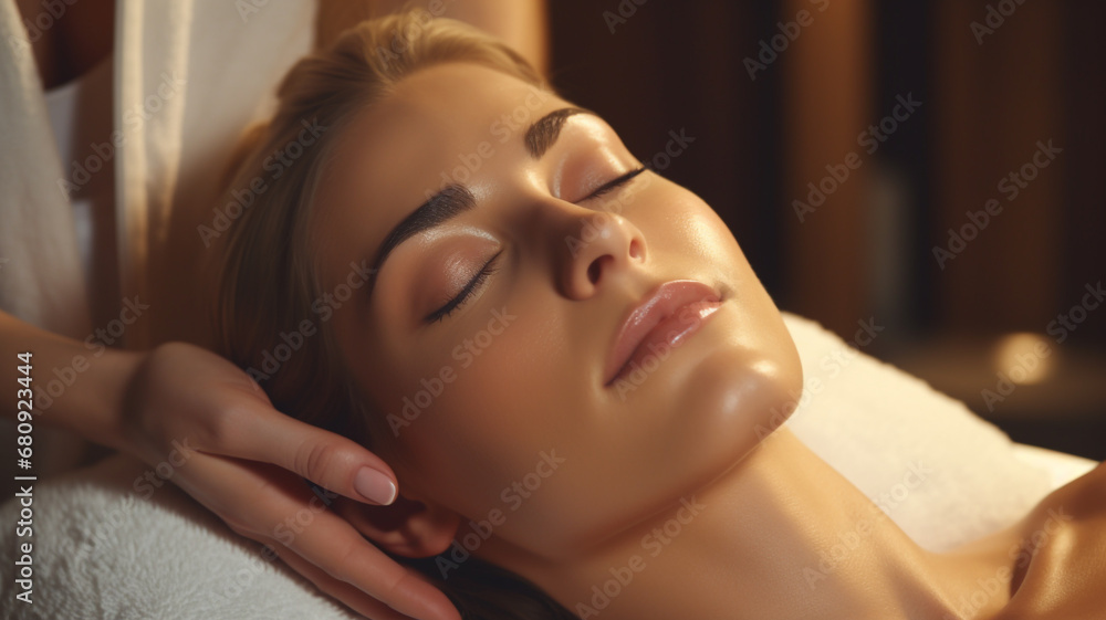 Close up woman customer relaxing anti-stress at spa. Close up woman customer relaxing anti-stress at spa.