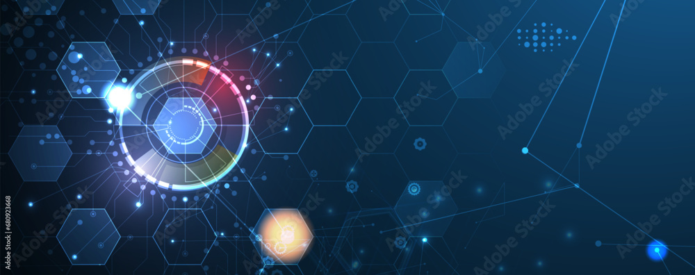 Obraz premium Technology Network Vector Background.. Science and technology presentation background. Big data connectivity software development wallpaper